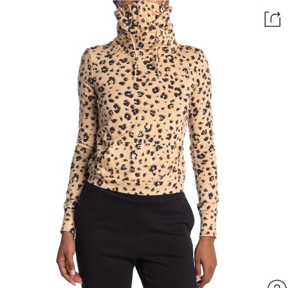 Love, fire Tan Leopard Mask Hooded Sweatshirt - Picture 1 of 5